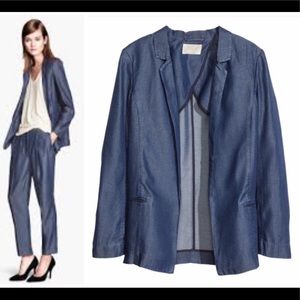 h&m lyocell jacket dark denim blue